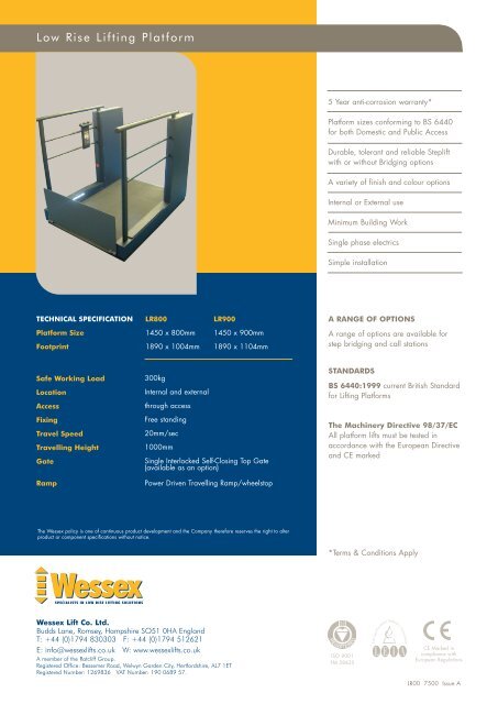 Wessex Low Rise Lifting Platform Brochure - Ascendit Lifts Limited