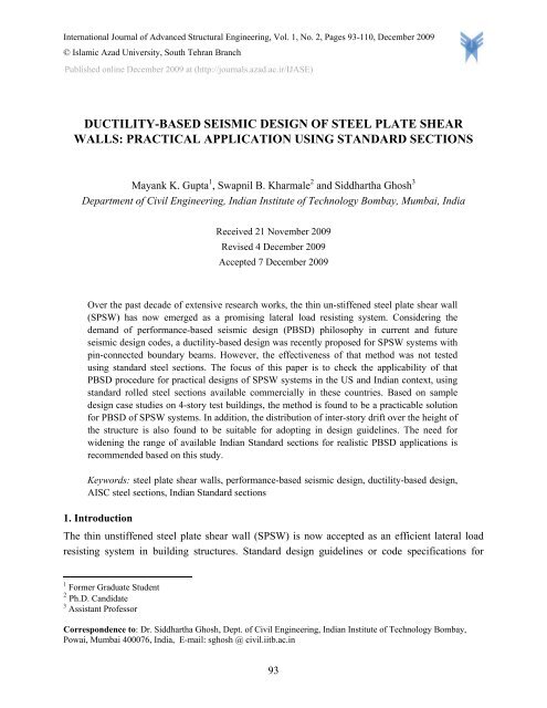 ductility-based seismic design of steel plate shear walls: practical ...