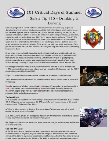 Safety Tip 15 - Drinking and Driving