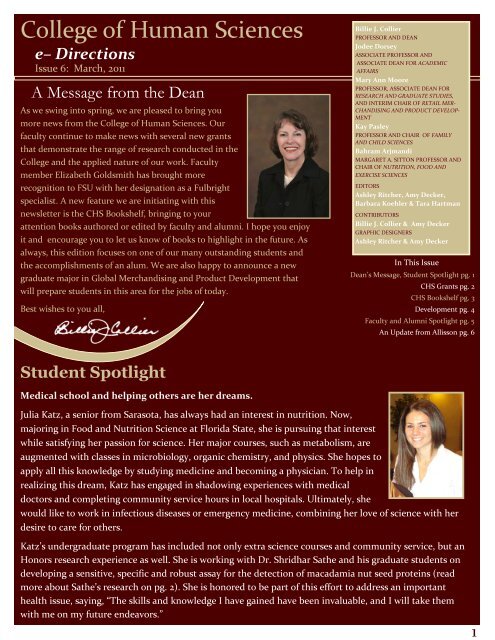 March 2011 Newsletter - College of Human Sciences - Florida State ...