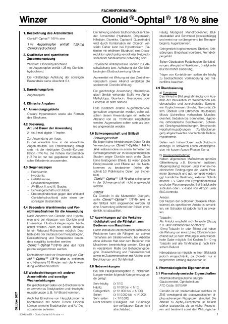 Winzer ClonidÂ®-OphtalÂ® 1/8 % sine - Dr. Winzer Pharma