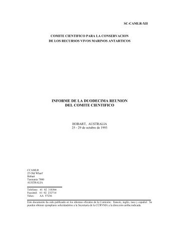 informe de la duodecima reunion del comite cientifico - CCAMLR