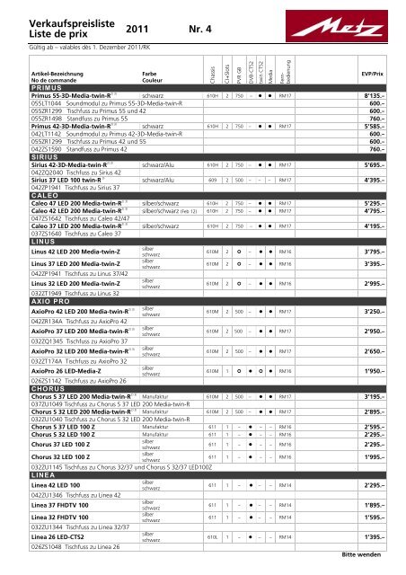 Verkaufspreisliste Liste de prix 2011 Nr. 4 - Liebermann