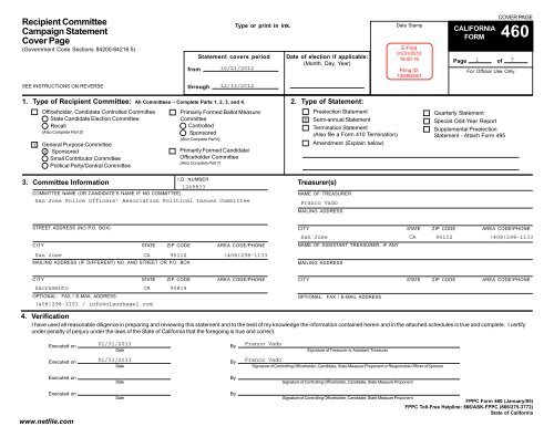 Recipient Committee Campaign Statement Cover ... - San Jose Inside