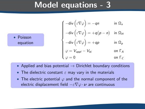 Mathematical Models for Nano Science - Politecnico di Milano