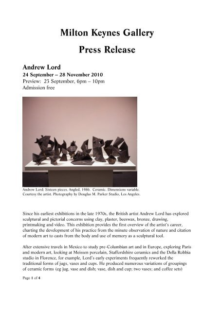 Milton Keynes Gallery Press Release Mk Gallery