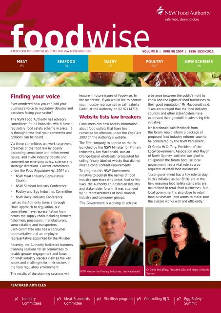 Newsletter | Foodwise volume 8 Spring - NSW Food Authority