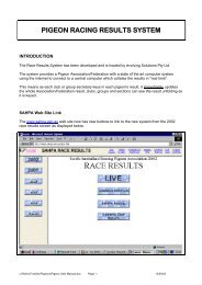PIGEON RACING RESULTS SYSTEM