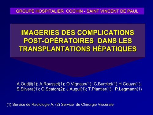 imageries des complications post-opÃ©ratoires dans les ...