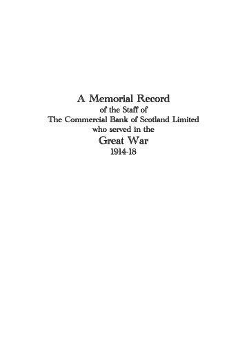 A Memorial Record Great War - The Royal Highland Fusiliers