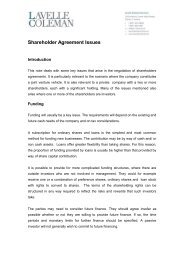 Shareholder Agreement Issues - Lavelle Coleman