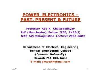 POWER ELECTRONICS â PAST, PRESENT & FUTURE
