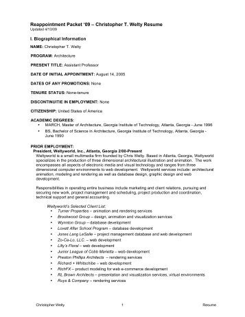 Christopher T. Welty Resume - Southern Polytechnic State University