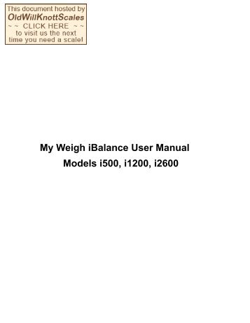 My Weigh iBalance User Manual Models i500 ... - Scale Manuals