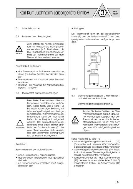 Betriebsanleitung JUVO-Thermostat - Juchheim LaborgerÃ¤te GmbH