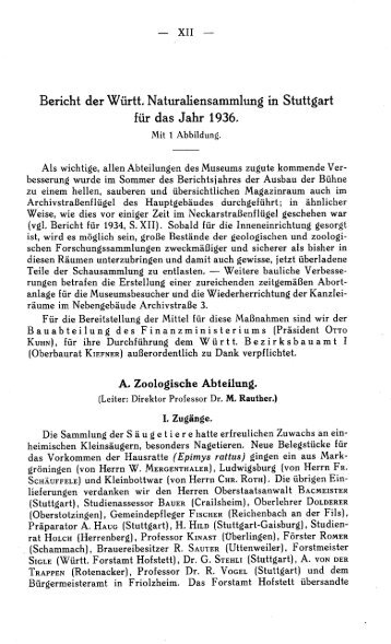 1936 - Staatliches Museum fÃ¼r Naturkunde Stuttgart