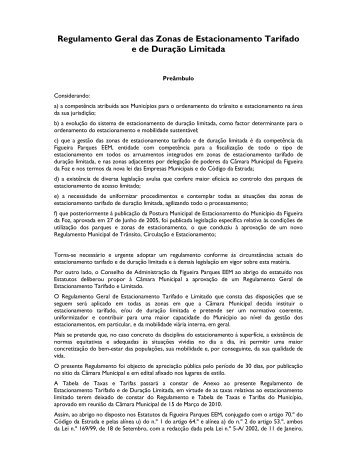 Regulamento Geral das Zonas de Estacionamento Tarifado e de ...