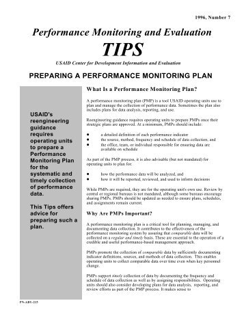 Performance Monitoring and Evaluation TIPS