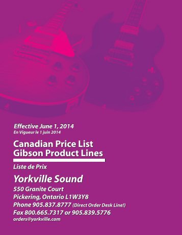 Price List GIBSON Only - Aug 2013 - Yorkville Sound