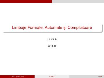 Limbaje Formale, Automate şi Compilatoare