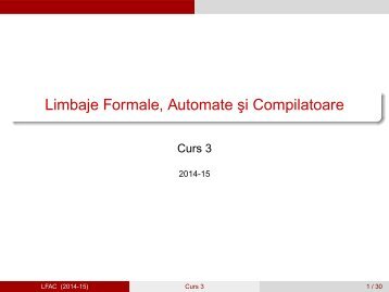 Limbaje Formale, Automate şi Compilatoare