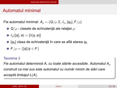 Limbaje Formale, Automate şi Compilatoare