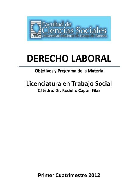 Derecho Laboral - Facultad de Ciencias Sociales