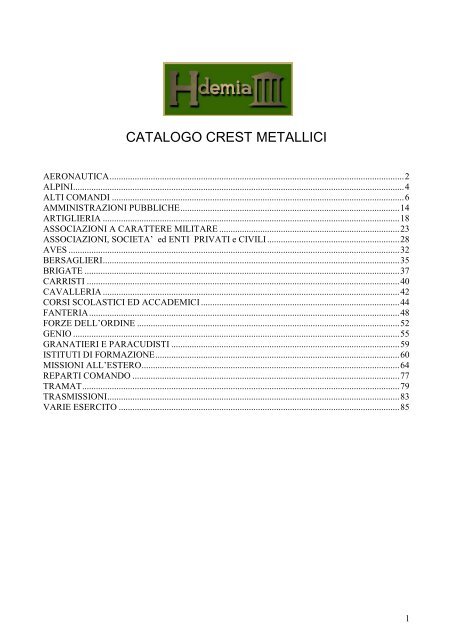 Catalogo Crest Classici