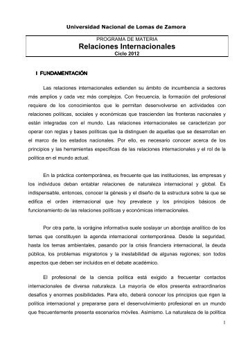 Relaciones Internacionales - Facultad de Ciencias Sociales