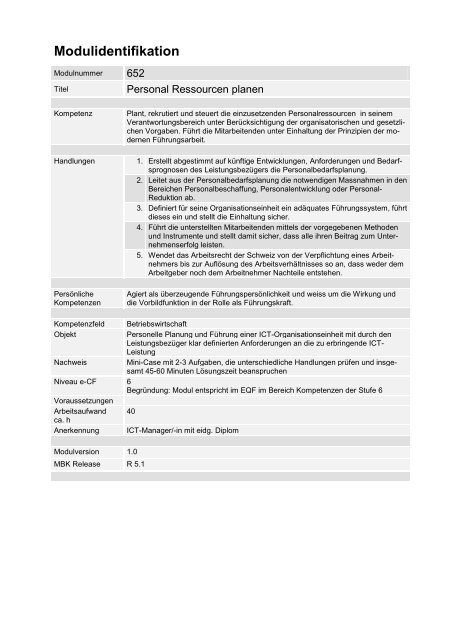 Modulidentifikation - ICT-Berufsbildung