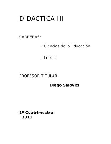 DIDACTICA III - Facultad de Ciencias Sociales