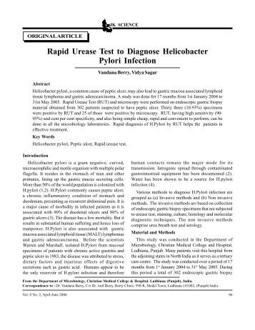 Rapid Urease Test to Diagnose Helicobacter ... - OpenMED@NIC