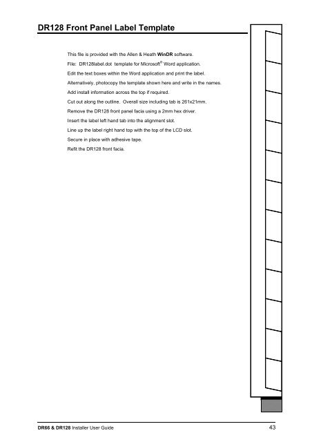 Allen and Heath DR-128 Installer Guide - Things A/V