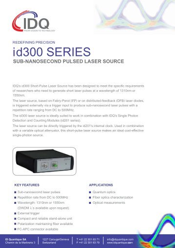 SHORT PULSE LASER SOURCES for 1310 and 1550 nm