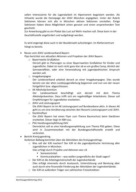 Protokoll Bezirksjugendleitertag 2013 - JDAV Sektion MÃ¼nchen