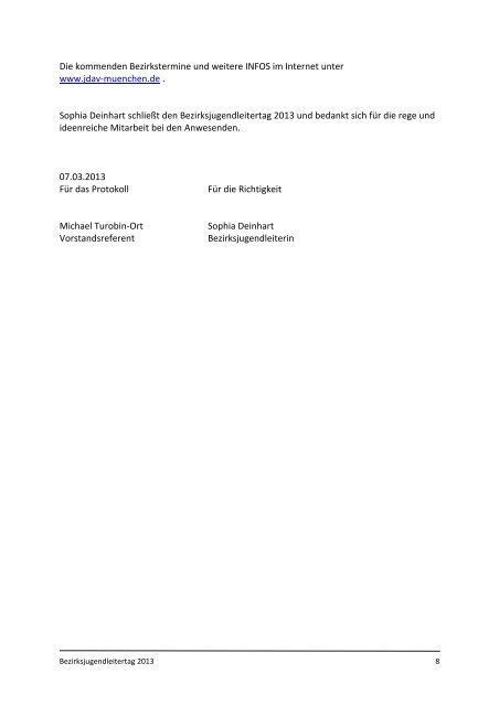Protokoll Bezirksjugendleitertag 2013 - JDAV Sektion MÃ¼nchen