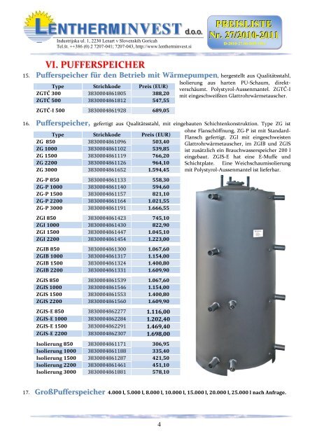 PREISLISTE Nr. 27/2010-2011 I ... - Lentherm