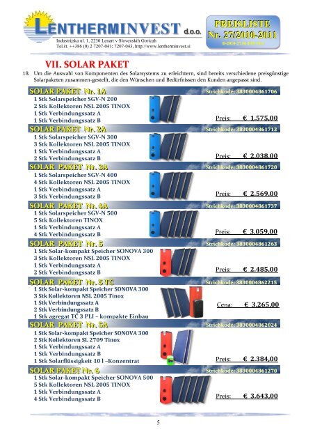 PREISLISTE Nr. 27/2010-2011 I ... - Lentherm