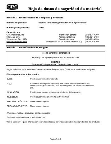 Hoja de datos de seguridad de material - CRC Industries