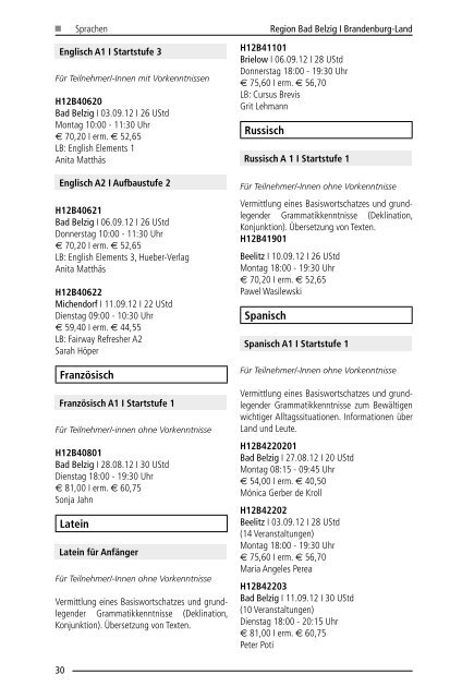 Satte Rabatte! - zur Kreisvolkshochschule Potsdam-Mittelmark