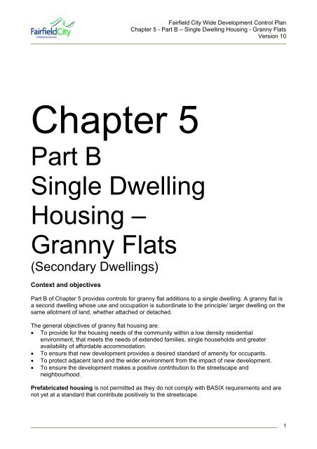 Part B Single Dwelling Housing â€“ Granny Flats - Fairfield City Council