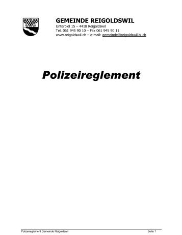 Polizeireglement - Gemeinde Reigoldswil