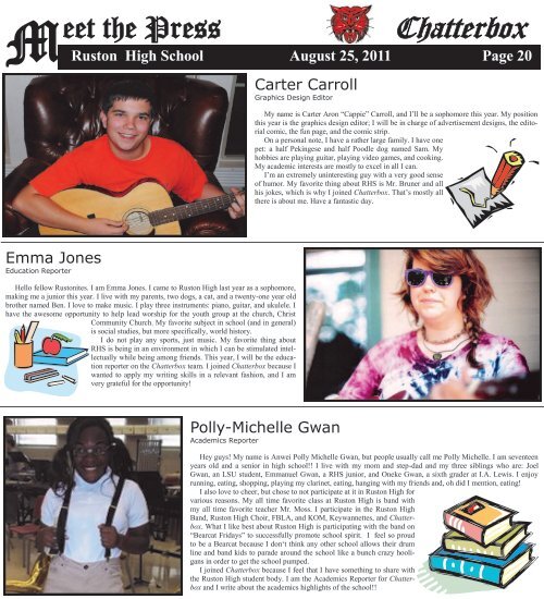 August 2011 Chatterbox - Ruston High School - Lincoln Parish ...