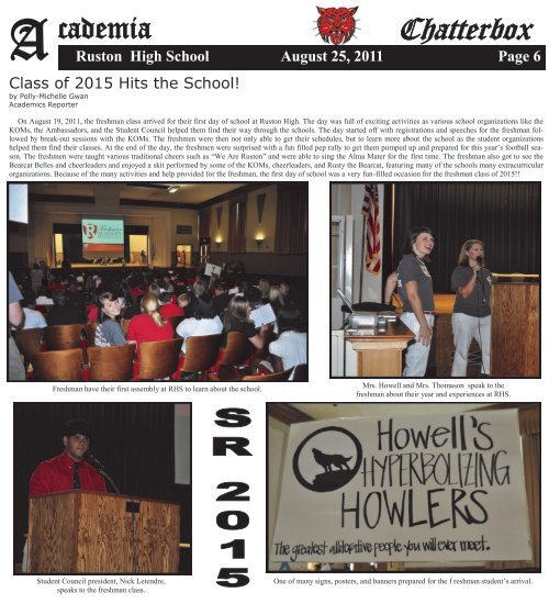 August 2011 Chatterbox - Ruston High School - Lincoln Parish ...