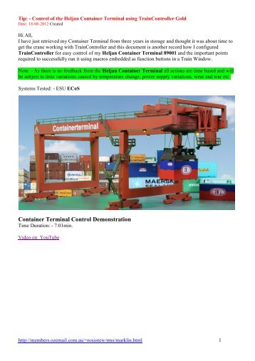 Container Terminal Control Demonstration