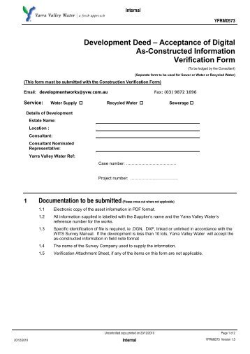 Acceptance of Digital As-Constructed Information Verification Form