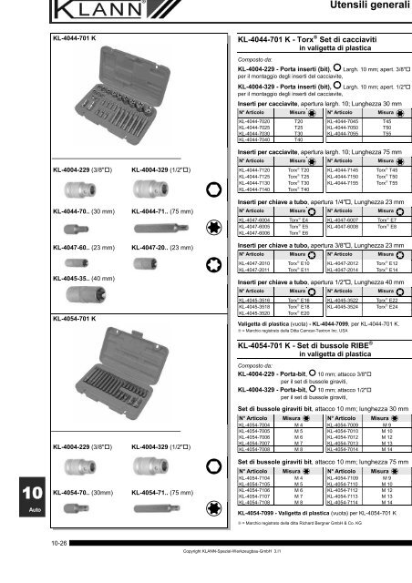 Capitolo 10: Utensili generali (file PDF: 1,8 Mb) - Sicutool