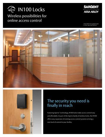 SARGENT IN100 Locks - Access Control Solutions from ASSA ABLOY