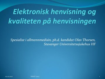 Elektronisk henvisning og kvaliteten pÃ¥ henvisningen - KITHs