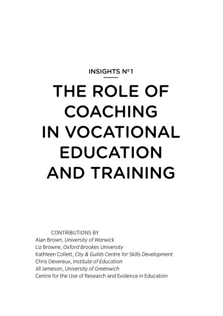 the role of coachIng In vocatIonal educatIon and traInIng